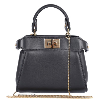 Nano Peekaboo Black Nappa Leather Miniature Bag