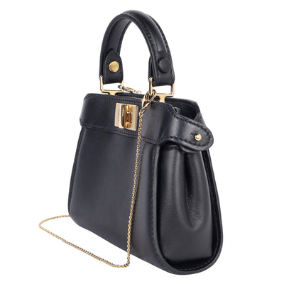 Nano Peekaboo Black Nappa Leather Miniature Bag