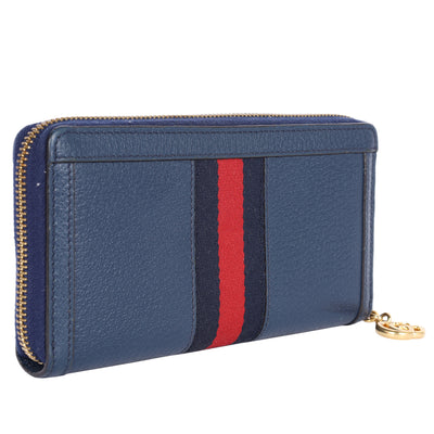 Calfskin Web Ophidia Zip Around Wallet