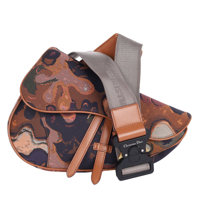 X Peter Doig Denim Soft Camouflage Saddle Mens Crossbody Bag