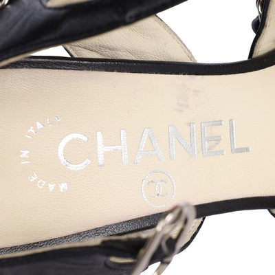 Lambskin Gladiator Chain Sandals 36.5 Black