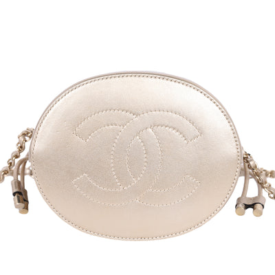 Matelasse Bucket Bag Perforated Leather Gold Black