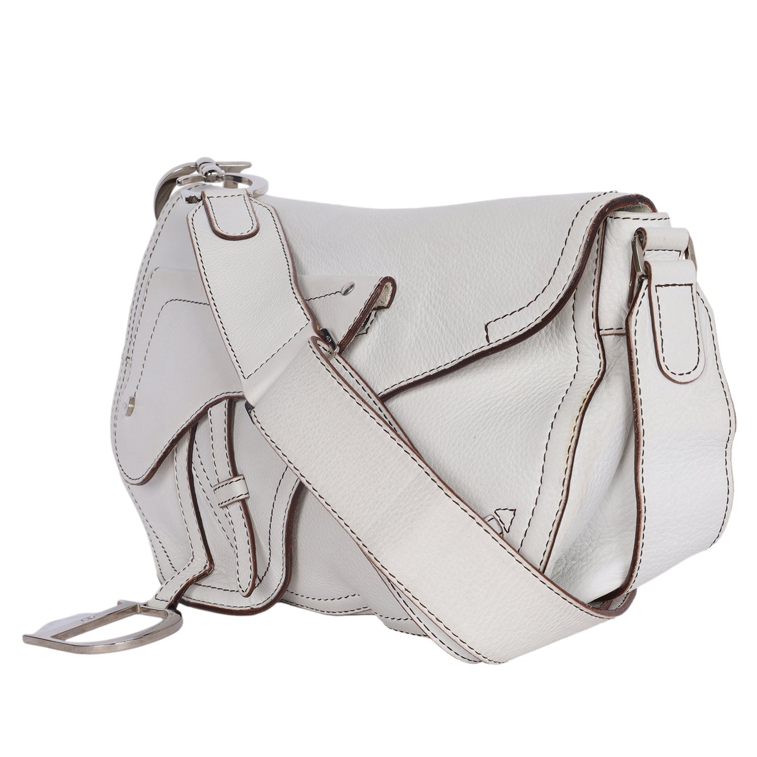 Dior - Saddle Bag - Off White Grained - Pre-Loved