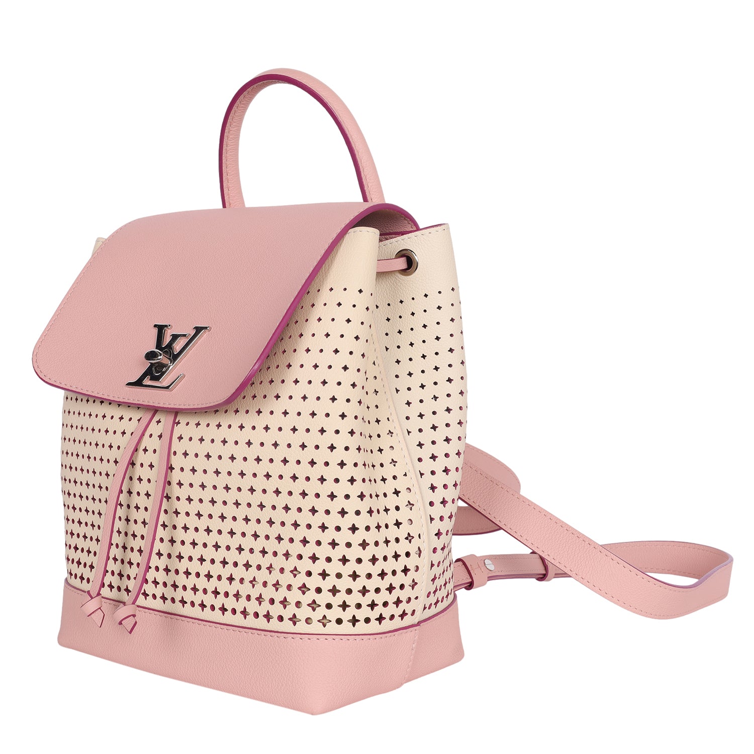 Pink Perforated Leather Lockme Backpack (Authentic Pre-Owned)