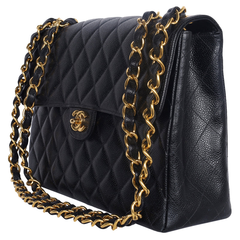 Chanel Black Quilted Jumbo Classic Flap Bag (Authentic Pre-Owned)