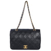 Classic full flap shoulder bag in black quilted leather (Authentic Pre-Owned)