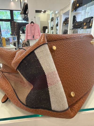 Grainy Calfskin House Check Small Maidstone Saddle Brown