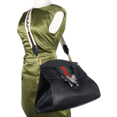 Black Leather Butterfly Linea Totem Handbag