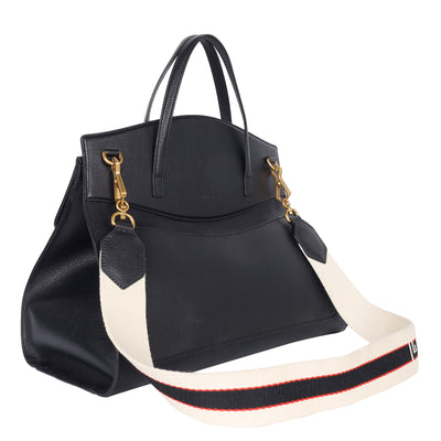 Black Leather Butterfly Linea Totem Handbag