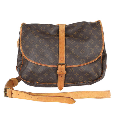 Saumur 35 Monogram Canvas Messenger Bag Brown