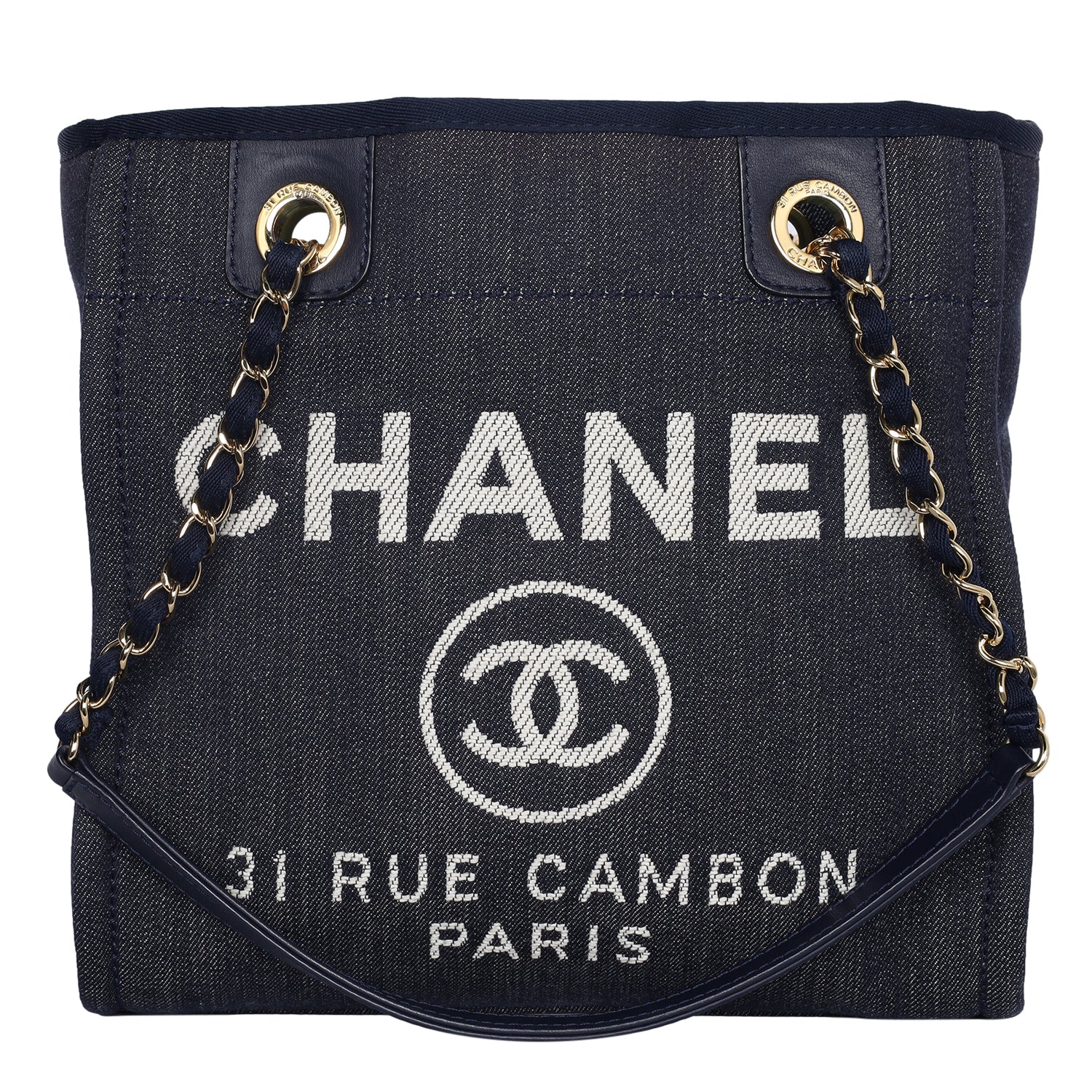 Chanel Cambon Small Tote Bag Beige Black