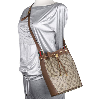 GG Supreme Web Canvas Bucket Shoulder Bag