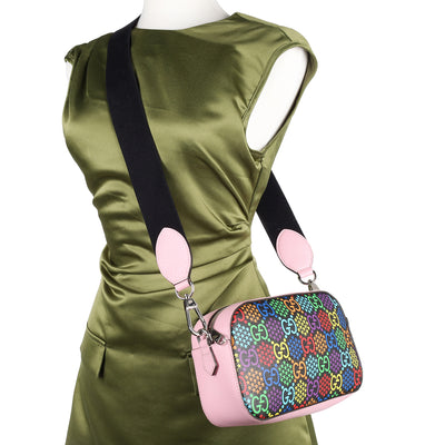 GG Supreme Monogram Psychedelic Shoulder Bag Black Multicolor Sugar Pink