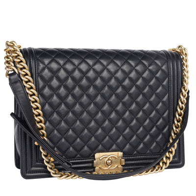 Quilted Large Boy Flap Black