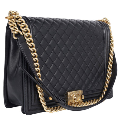 Quilted Large Boy Flap Black