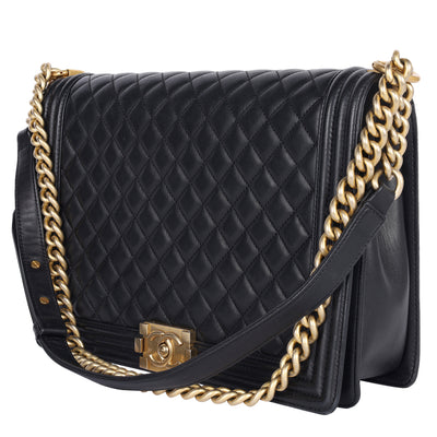 Quilted Large Boy Flap Black