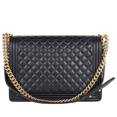 Quilted Large Boy Flap Black