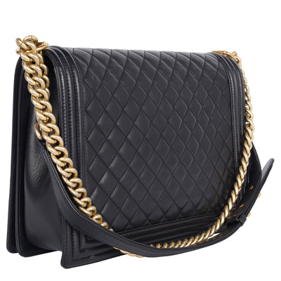 Quilted Large Boy Flap Black