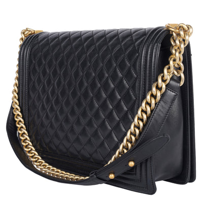 Quilted Large Boy Flap Black