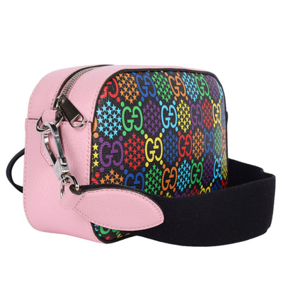 GG Supreme Monogram Psychedelic Shoulder Bag Black Multicolor Sugar Pink