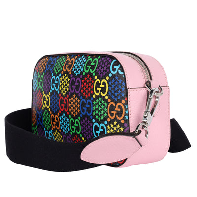 GG Supreme Monogram Psychedelic Shoulder Bag Black Multicolor Sugar Pink