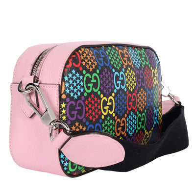 GG Supreme Monogram Psychedelic Shoulder Bag Black Multicolor Sugar Pink