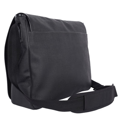 Coated Canvas Interlocking G Large Flap Messenger Bag Black