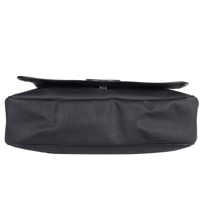 Coated Canvas Interlocking G Large Flap Messenger Bag Black