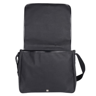 Coated Canvas Interlocking G Large Flap Messenger Bag Black