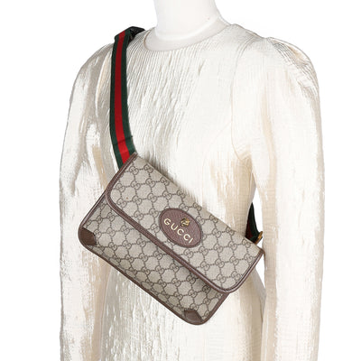 GG Supreme Monogram Neo Vintage Web Belt Bag Brown