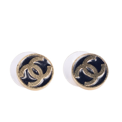 Coco Mark Round Enamel Pierced Earrings