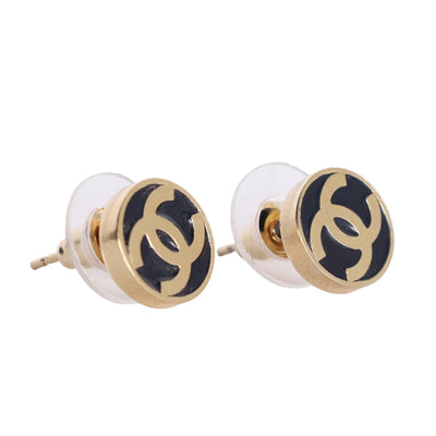 Coco Mark Round Enamel Pierced Earrings