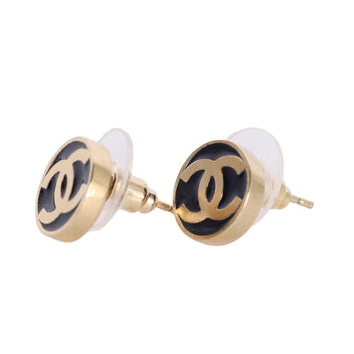 Coco Mark Round Enamel Pierced Earrings