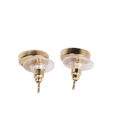 Coco Mark Round Enamel Pierced Earrings