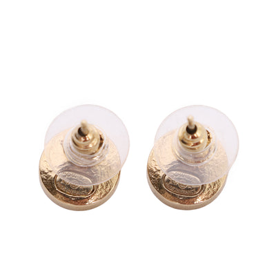 Coco Mark Round Enamel Pierced Earrings