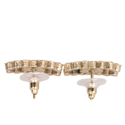 CC logo gold tone pink rhinestone stud pierced earrings