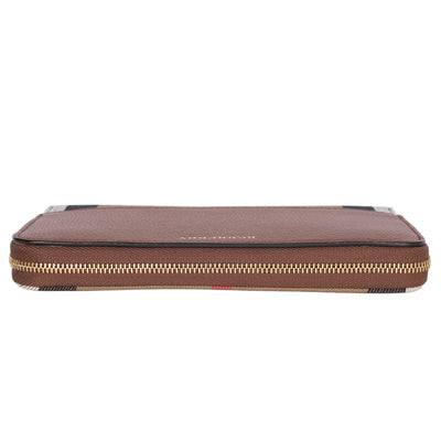 Large Check and Leather Zip Wallet