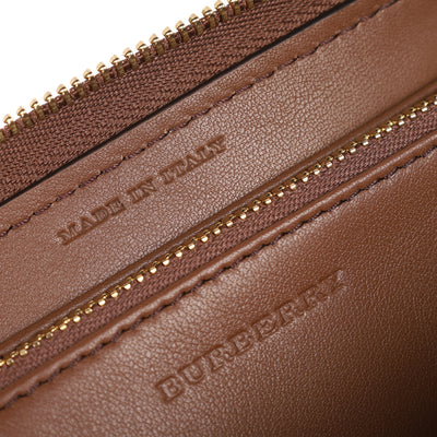 Large Check and Leather Zip Wallet