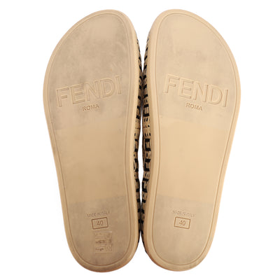 Zucca FF Logo Raffia Mules - Size 40