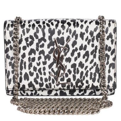 Calfskin Leopard Small Monogram Kate Satchel