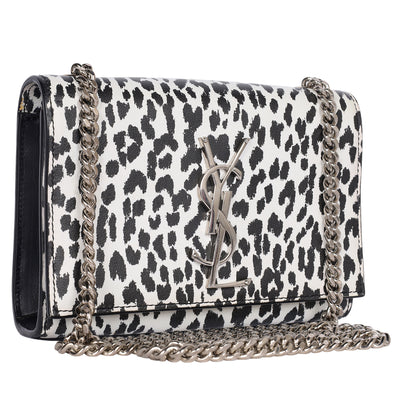 Calfskin Leopard Small Monogram Kate Satchel