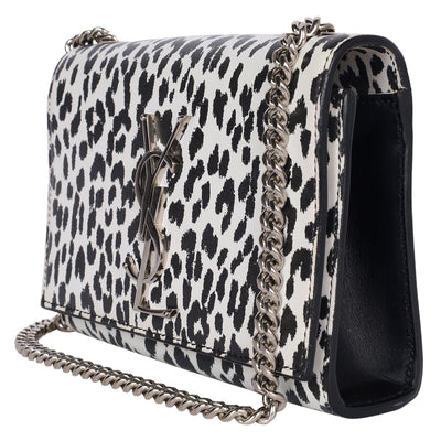 Calfskin Leopard Small Monogram Kate Satchel