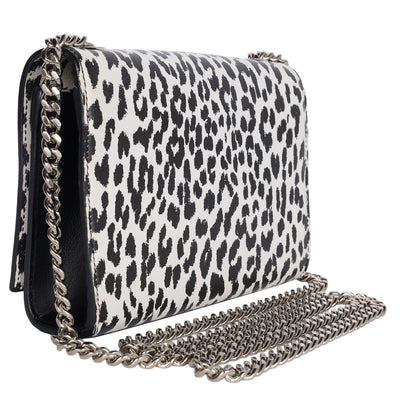 Calfskin Leopard Small Monogram Kate Satchel