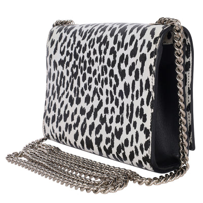 Calfskin Leopard Small Monogram Kate Satchel