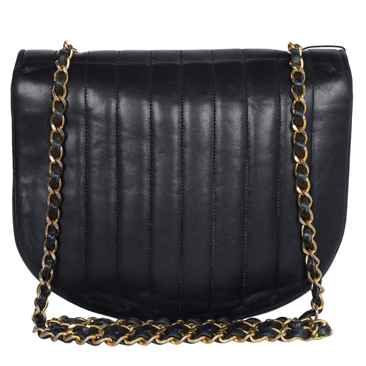 Chanel Black Patent Leather Half Moon Clutch