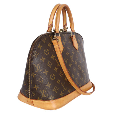 Alma Monogram Canvas Leather Satchel