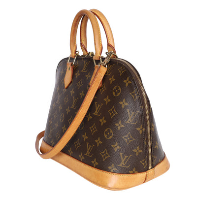 Alma Monogram Canvas Leather Satchel