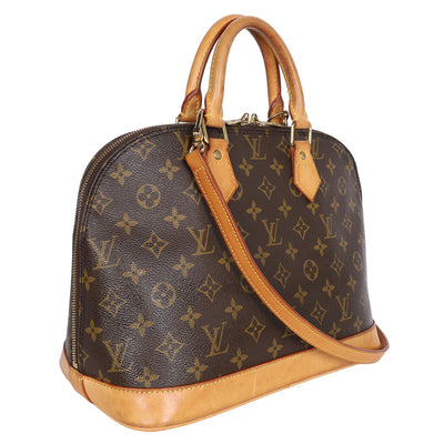 Alma Monogram Canvas Leather Satchel