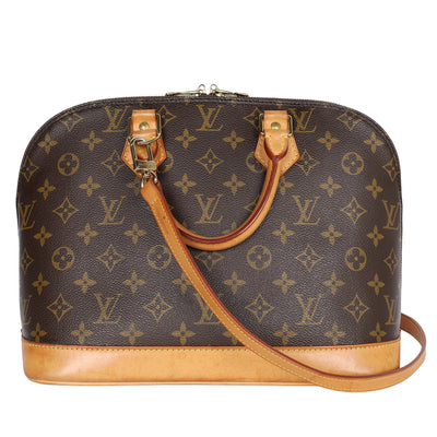 Alma Monogram Canvas Leather Satchel