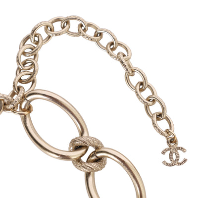 Light Gold CC Pearl Chain Link Choker Necklace